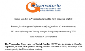 Lee más sobre el artículo Social Conflict in Venezuela during the First Semester of 2015