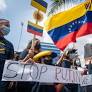 03.03.22 Sociedad civil venezolana protesta en contra de invasión de Rusia a Ucrania. Sede de UE, Caracas.